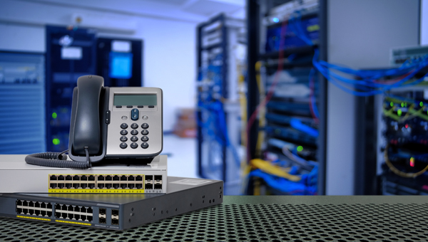 IP Telephone and Network switch 24 port gigabit and 4 port module with Power over Ethernet (PoE) function on port for high speed network in data center room